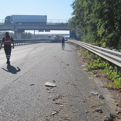 Camion si ribalta sulla strada statale 16 bis
