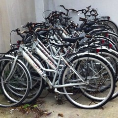 Le bici accatastate in via Sabotino