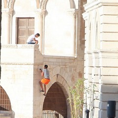 Acrobazie tra le pietre secolari della cattedrale di Trani