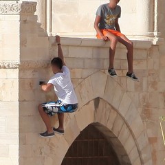 Acrobazie tra le pietre secolari della cattedrale di Trani