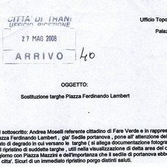 La richiesta di sostituzione delle targhe del 2008