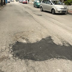 Buca stradale in via Bari