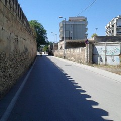 Frammenti si staccano dal muro di cinta frontale a Villa Telesio