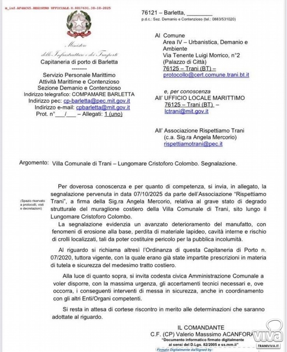 Capitaneria di porto di Barletta - Villa Comunale