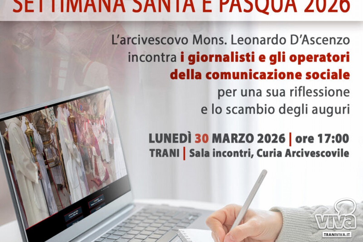 Pasqua 2026, l’Arcivescovo incontra i giornalisti a Trani