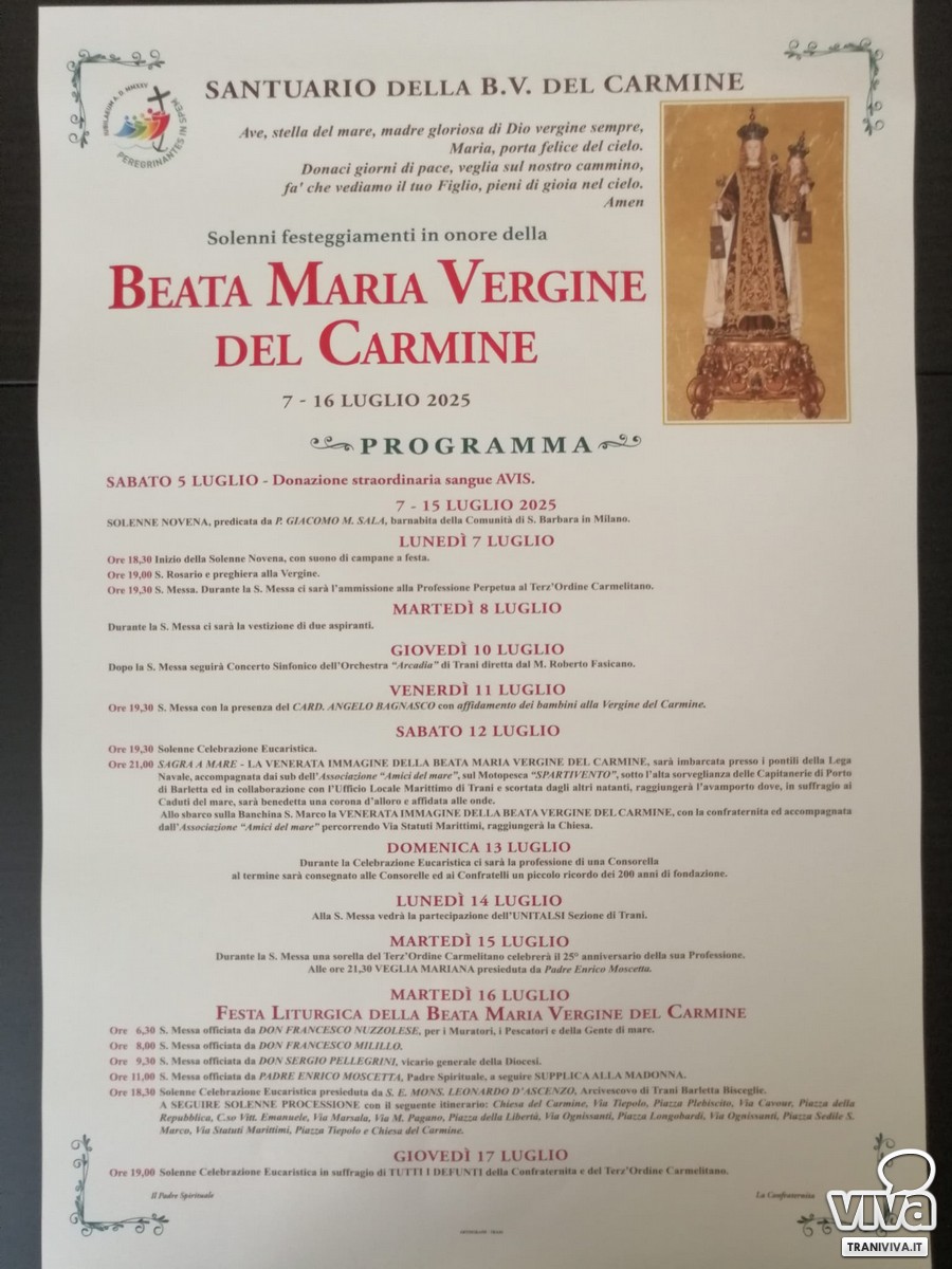 Madonna del Carmine: festeggiamenti 2025