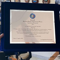 Consegna targa per Coronavirus