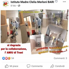 Sanificazione Amiu alla Merloni di Bari