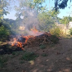 Incendio nel giardino dell'ospedale