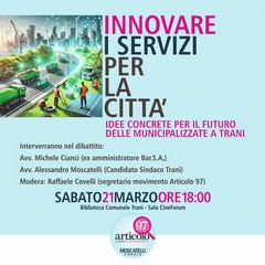 A Trani l'incontro “Innovare i servizi per la Città”