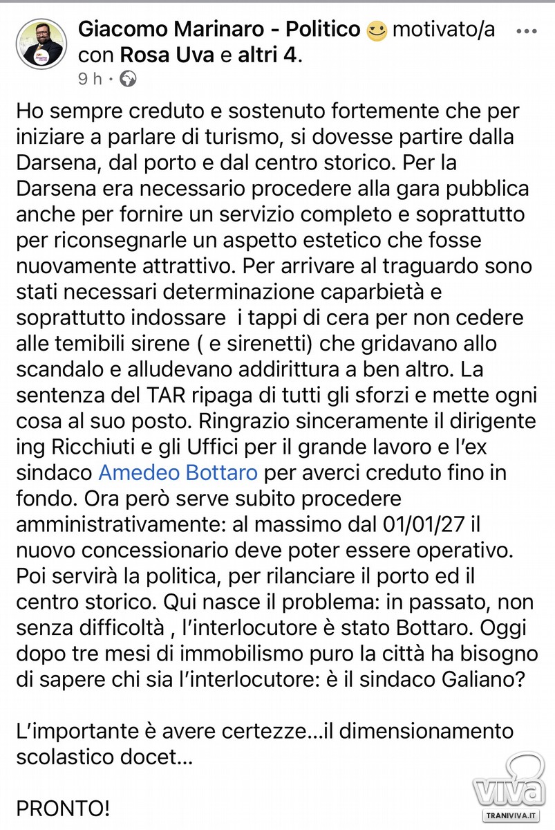 Post social di Giacomo Marinaro (19.09.2026)