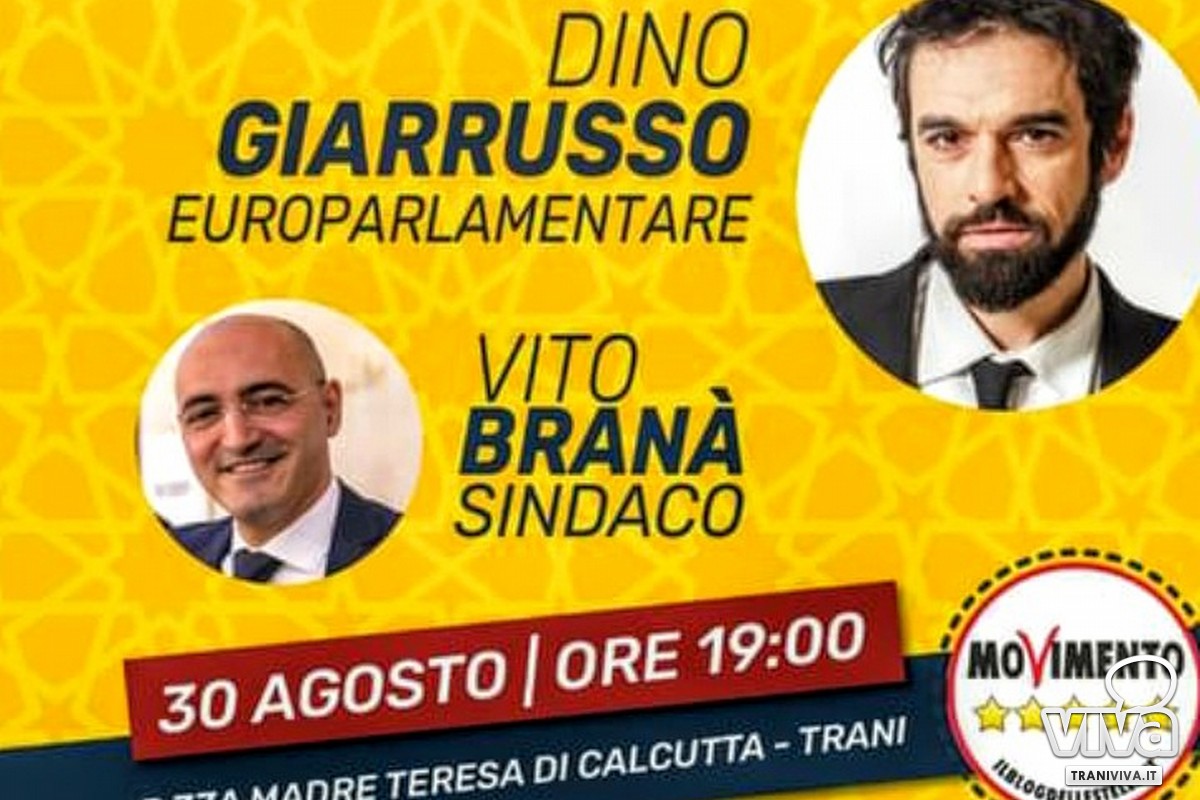 Il candidato Sindaco Vito Branà accoglie Dino Giarrusso a Trani