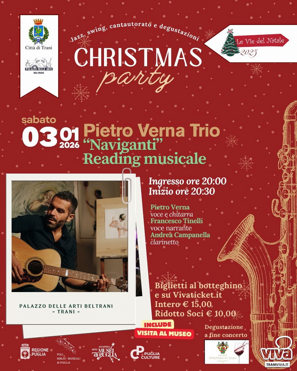 Le Vie del Natale a Trani approdano al mare con “Naviganti” del Pietro Verna Trio