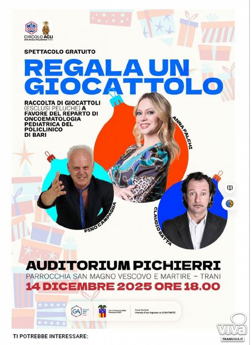 Circolo ACLI "S. Nicola Il Pellegrino" successo straordinario l'edizione 2025 di “Regala un Giocattolo”, Trani sceglie la solidarietà