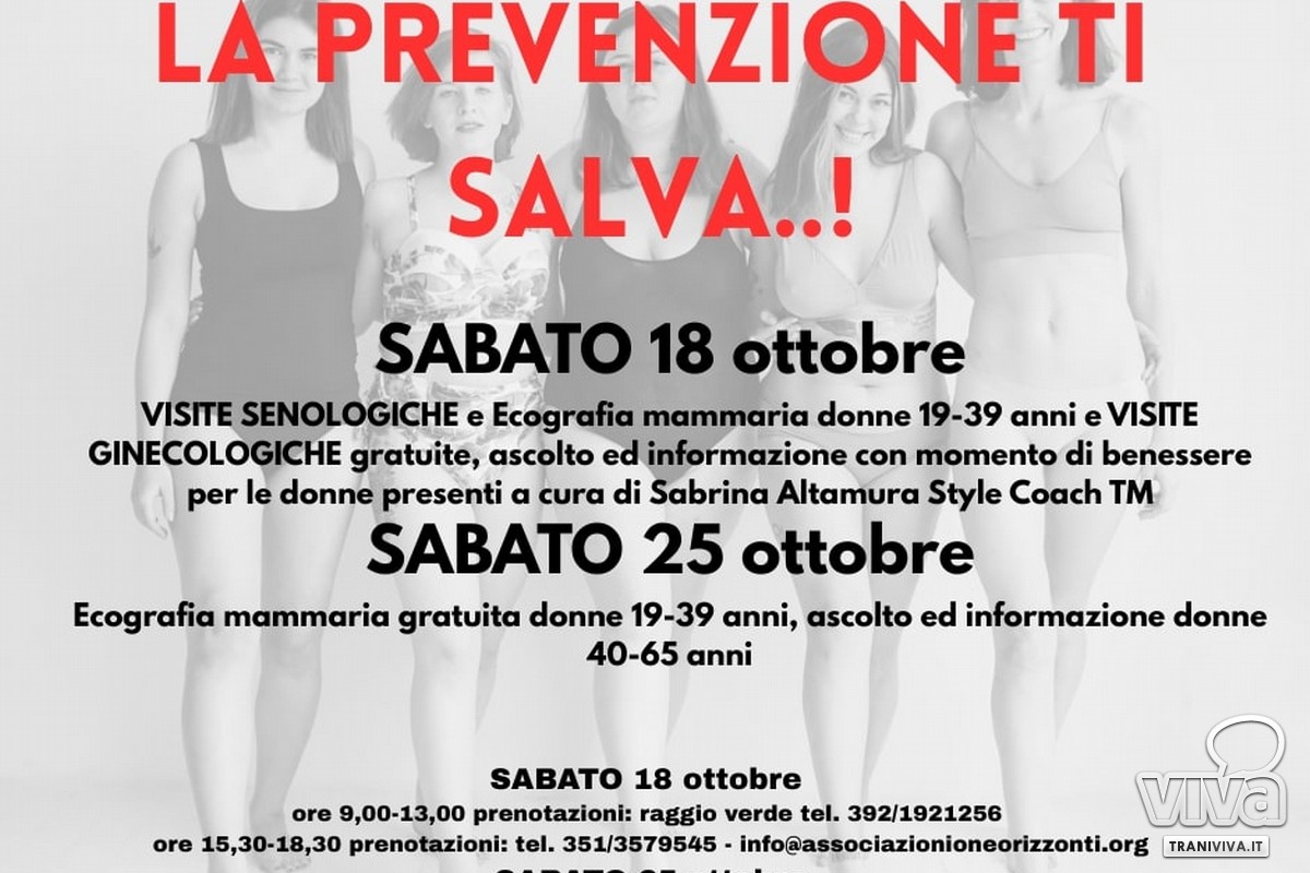 Ottobre Rosa a Trani: due sabati di prevenzione gratuita