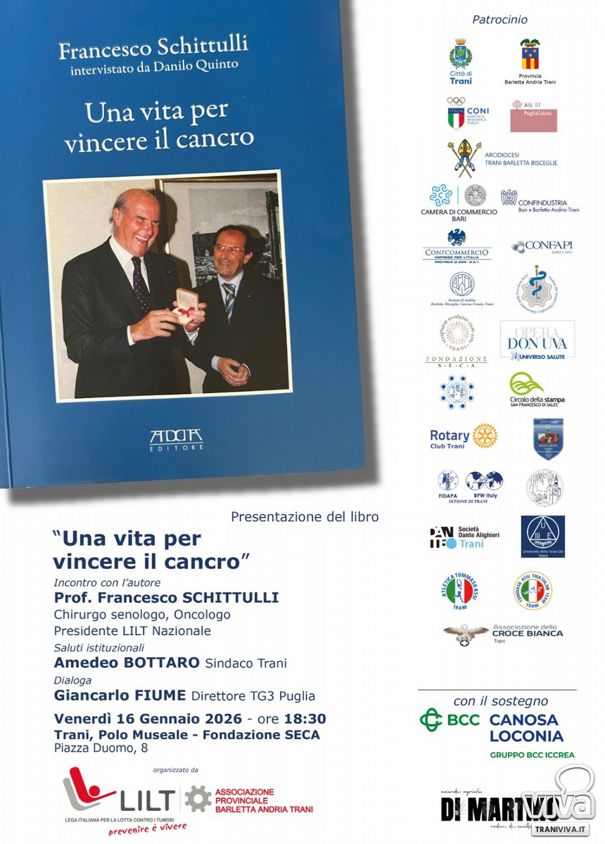 "Una vita per vincere il cancro": Schittulli si racconta a Trani