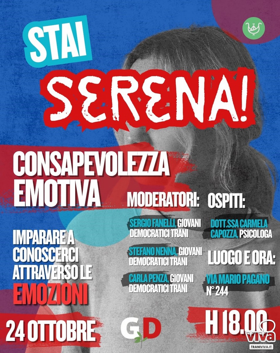 Giovani Democratici Trani lanciano l'incontro "Stai serena"