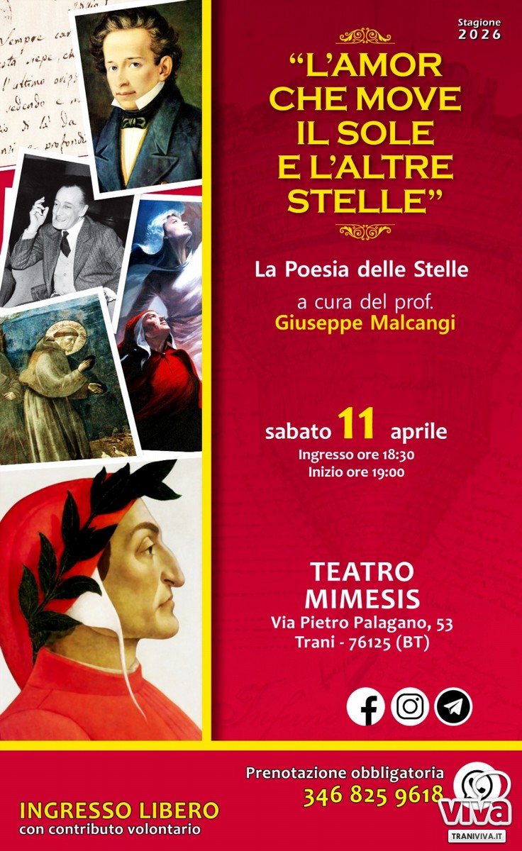 Dante guida un viaggio tra poesia e cosmo al Teatro Mimesis di Trani