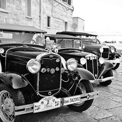 Auto d'epoca sul porto di Trani