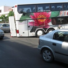 Trani, autobus bloccato sulla rampa della 16 bis
