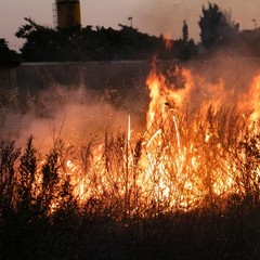 Incendio nei pressi del cimitero