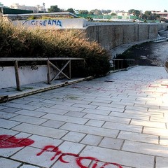 Lungomare mongelli imbrattato da scritte spray