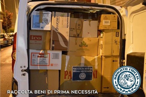 Materiale consegnato nella zona colpita dal sisma