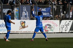 Il Trani espugna Squinzano e fa sua la finale d’andata: decisivo l’eurogol di Colombo