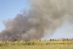 Incendio a Trani Boccadoro: terreno incolto in fiamme, fumo visibile da chilometri