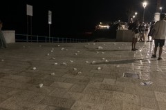 Ennesima dimostrazione di inciviltà sul lungomare di Trani: numerosi bicchieri lasciati sulle strade della città