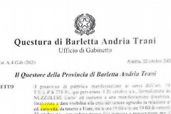 Manifestanti in corteo a Trani: ecco l'ordinanza della Questura che fissa limiti e percorso per venerdì 23 ottobre