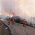 Grosso incendio sulla complanare all’uscita Trani nord