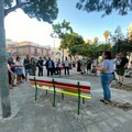In piazza D'Agostino a Trani la prima panchina  "rainbow " della Bat