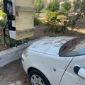 Colonnina ricarica auto nel Distretto sanitario di Trani, da poco installata e già in preda al degrado