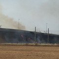 A fuoco le sterpaglie lungo il ponte di via Andria: disagi alla circolazione