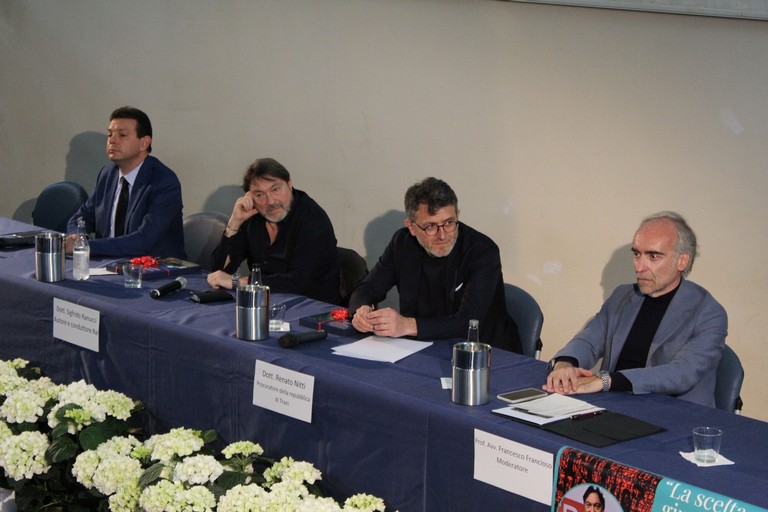 da sinistra: Roberto Diana, Sigfrido Ranucci, Renato Nitti, Francesco Francioso. <span>Foto Adriana Fabrizio</span>