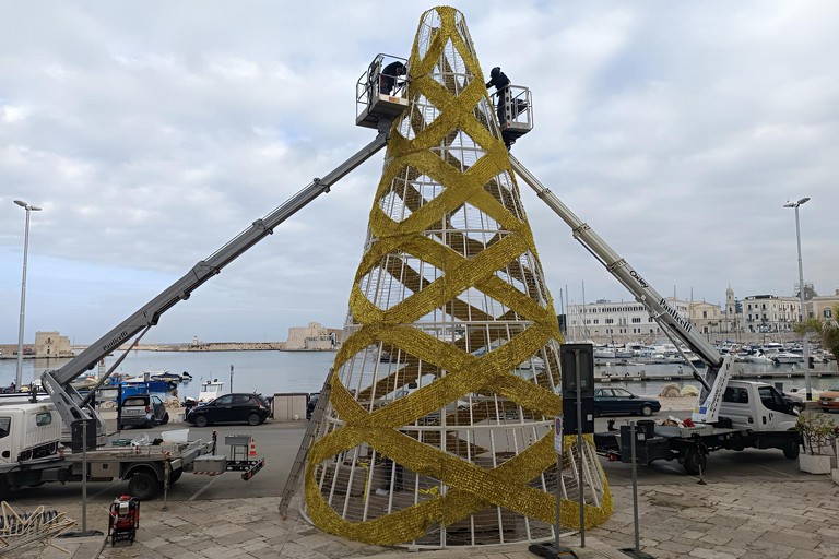 Trani - Albero di Natale in allestimento