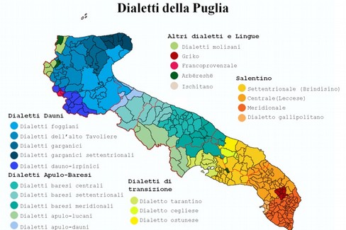 mappa dialetti Puglia