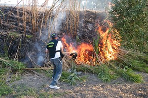 Incendio a ridosso della ferrovia, intervento della Folgore