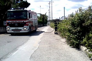 Intervento dei Vigili del Fuoco nei pressi dell'ospedale di Trani