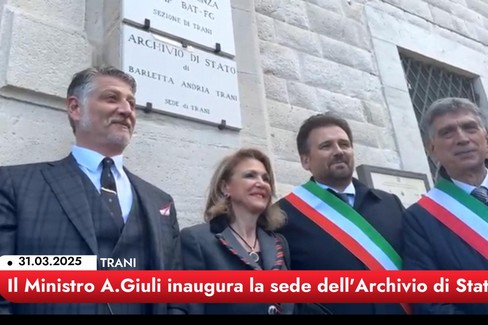 Il Ministro della Cultura Giuli a Trani per la sede dell' Archivio di Stato