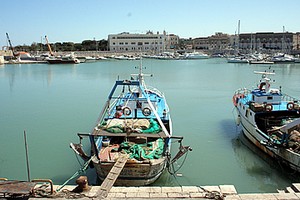 Pescherecci nel porto di Trani